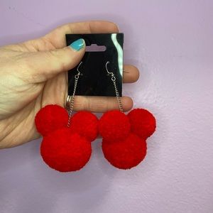 Red Mickey Pom Pom earrings
